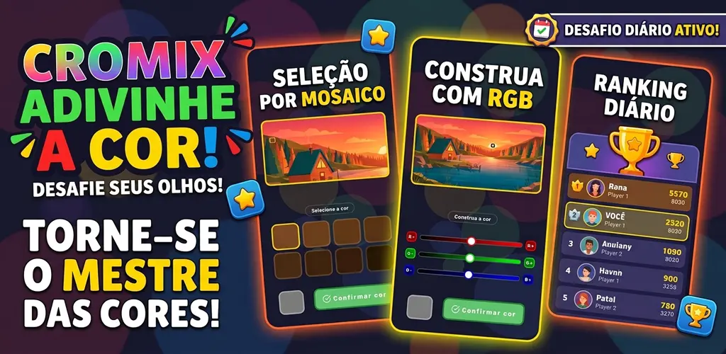 Cromix: seleção por mosaico, construção com RGB e ranking diário